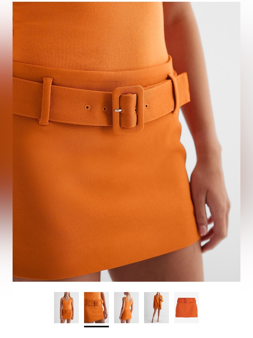 NWT - Express Bright Orange Belted Mini Skort